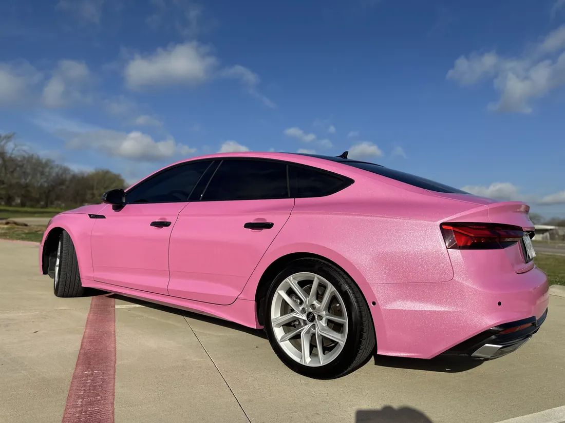 Gloss pink color change wrap on an Audi — Full Curl Graphix, Alvarado, TX